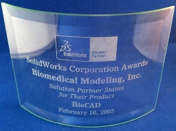 Photo of BMI's SOLIDWORKS Solution Award.